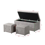 Pouf de rangement rectangulaire avec 2 poufs en velours