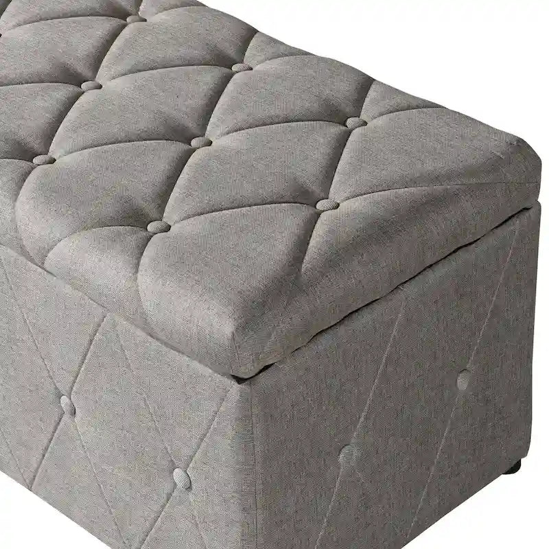 Pouf de rangement rectangulaire avec 2 poufs en velours