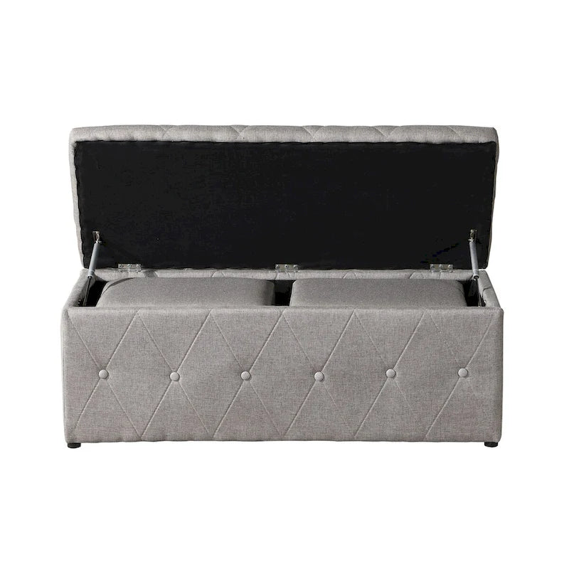 Pouf de rangement rectangulaire avec 2 poufs en velours