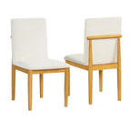 Chaise de salle à manger moderne rembourrée - Tissée texturée crème
