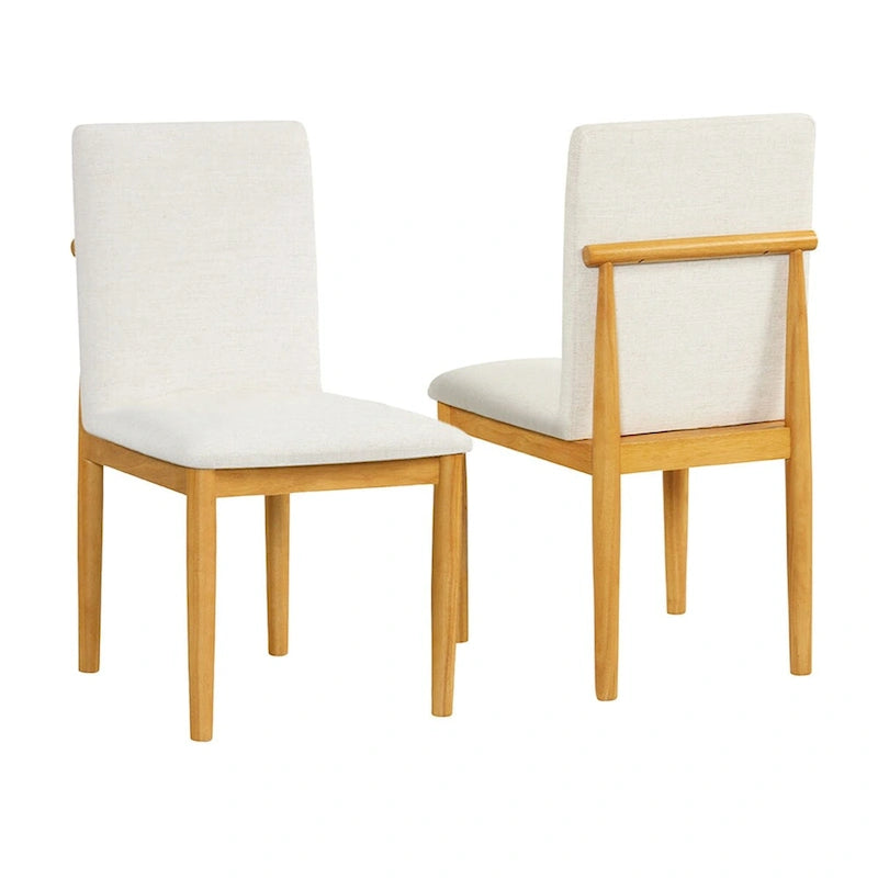 Chaise de salle à manger moderne rembourrée - Tissée texturée crème