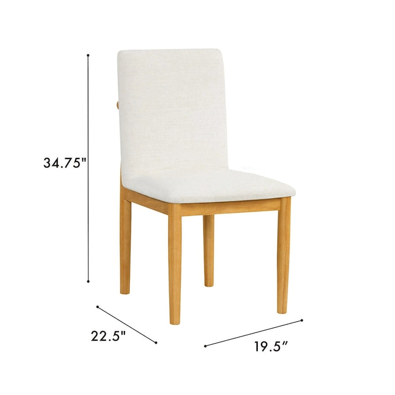 Chaise de salle à manger moderne rembourrée - Tissée texturée crème