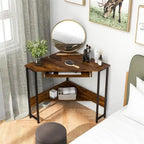 Bureau d'angle triangulaire avec prises de courant
