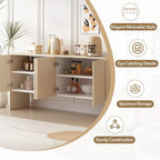Buffet de rangement 60L avec 4 portes et dispositif anti-rebond (Crème abricot)