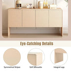 Buffet de rangement 60L avec 4 portes et dispositif anti-rebond (Crème abricot)