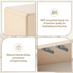 Buffet de rangement 60L avec 4 portes et dispositif anti-rebond (Crème abricot)