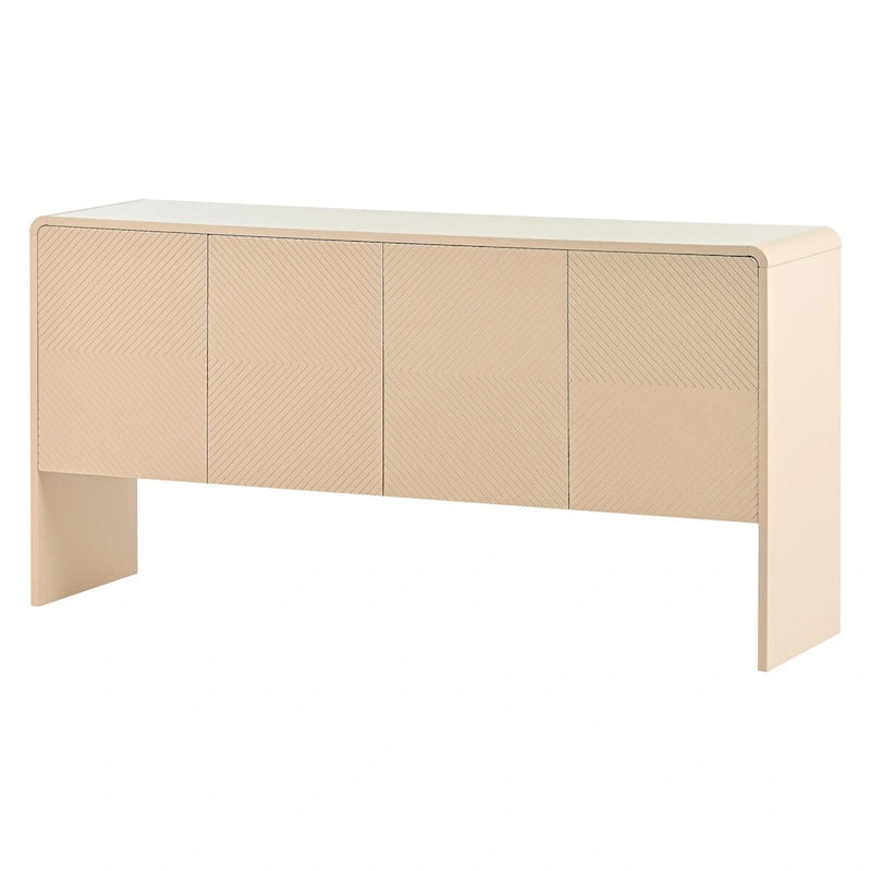 Buffet de rangement 60L avec 4 portes et dispositif anti-rebond (Crème abricot)