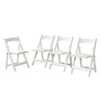 Chaise pliante rembourrée, lot de 4, coussin beige / cadre blanc, salle à manger