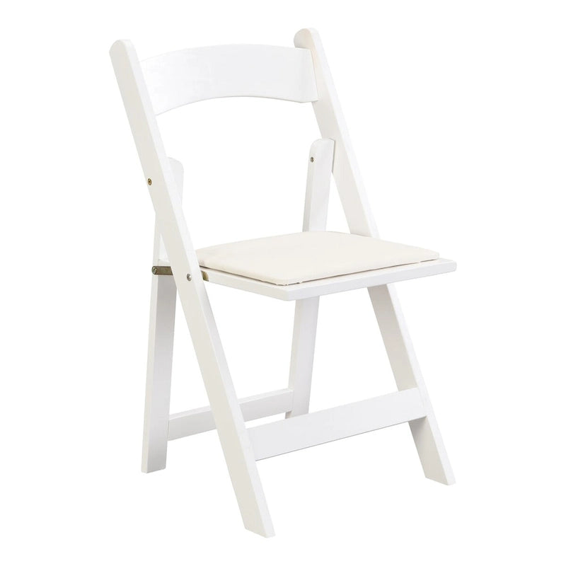 Chaise pliante rembourrée, lot de 4, coussin beige / cadre blanc, salle à manger