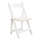 Chaise pliante rembourrée, lot de 4, coussin beige / cadre blanc, salle à manger