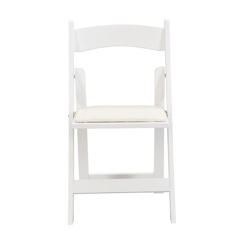 Chaise pliante rembourrée, lot de 4, coussin beige / cadre blanc, salle à manger