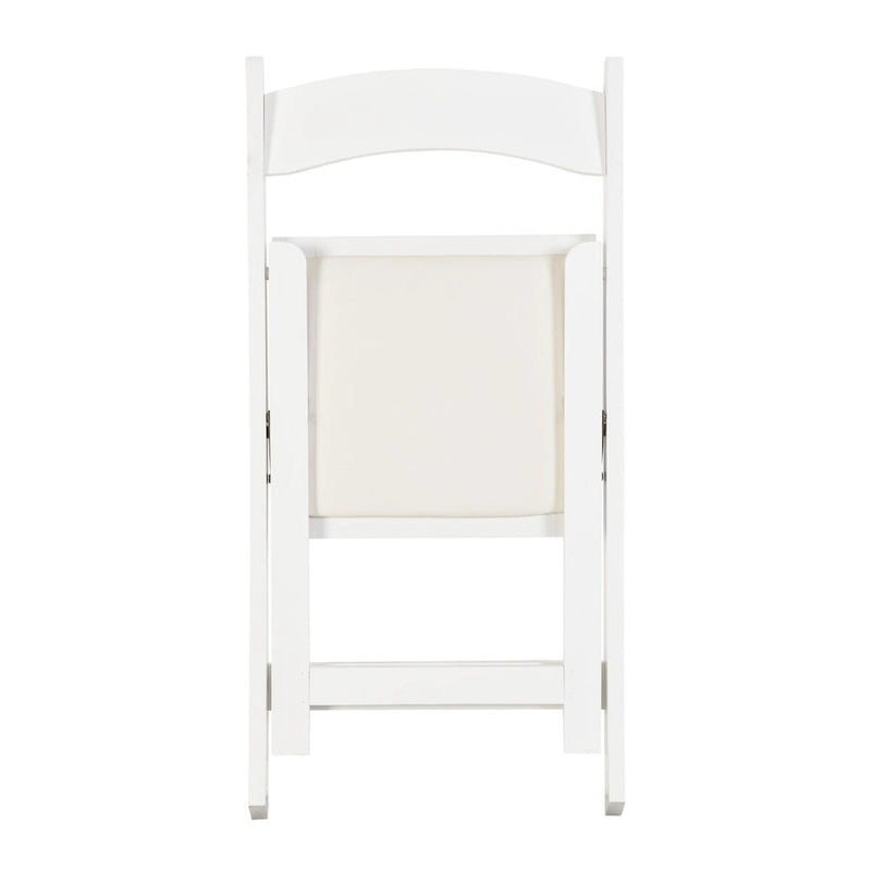 Chaise pliante rembourrée, lot de 4, coussin beige / cadre blanc, salle à manger