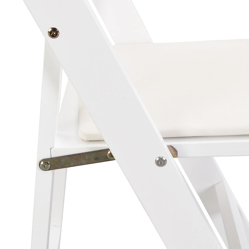Chaise pliante rembourrée, lot de 4, coussin beige / cadre blanc, salle à manger