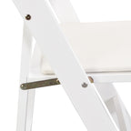 Chaise pliante rembourrée, lot de 4, coussin beige / cadre blanc, salle à manger