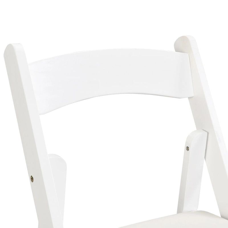 Chaise pliante rembourrée, lot de 4, coussin beige / cadre blanc, salle à manger